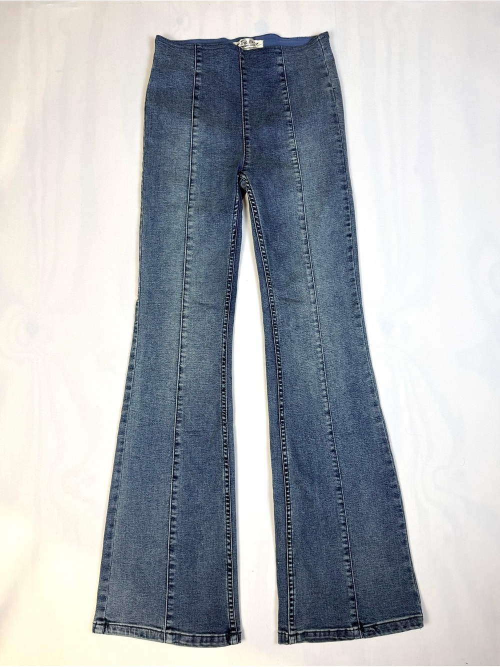 We The Free Pull On Flare Jeans Womens Size 25 High Rise Stretch Boho Blue